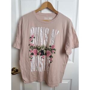 Guns N’ Roses Floral Logo Graphic Tee Pink XXL Grunge Coquette Oversized Y2K